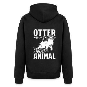 Otter Is My Spirit Animal - Otter Lover Otter - Unisex Premium Bio Zip Hoodie - Schwarz - Hinten - Nico (187cm)