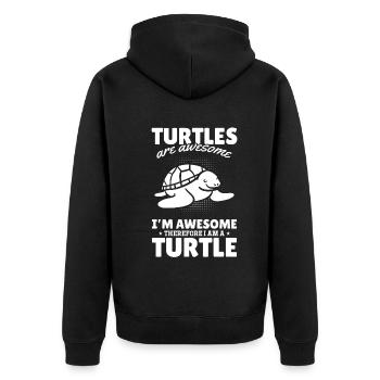 Turtles Are Awesome Turtle Lover - Unisex Premium Organic Zip Hoodie - black - Back - Nico (187cm)