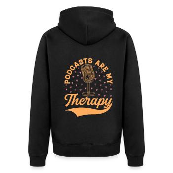 Podcast Podcasting Podcaster - Podcasts Are My The - Unisex Premium Bio Zip Hoodie - Schwarz - Hinten - Nico (187cm)