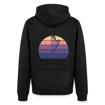 Harfenspieler Stolz Zupfinstrument Saite - Unisex Premium Bio Zip Hoodie - Schwarz - Hinten - Nico (187cm)