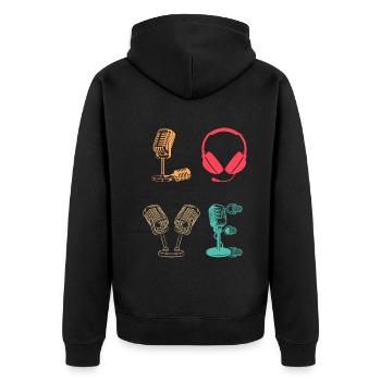 Podcast Host Podcaster Podcast LOVE Podcast Lover - Unisex Premium Bio Zip Hoodie - Schwarz - Hinten - Nico (187cm)
