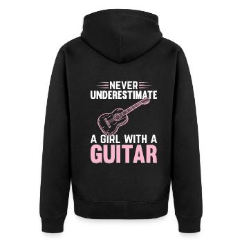 Guitare musicale - Ne sous-estimez jamais une fille avec un G - Veste à capuche bio Premium Unisexe - noir - Dos - Nico (187cm)