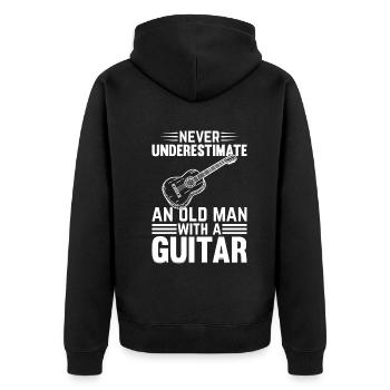 Ne sous-estimez jamais un vieil homme avec une guitare - Gui - Veste à capuche bio Premium Unisexe - noir - Dos - Nico (187cm)