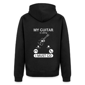 My Guitar Is Calling I Must Go - Funny Guitar Musi - Veste à capuche bio Premium Unisexe - noir - Dos - Nico (187cm)