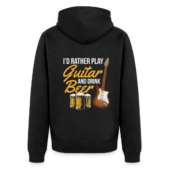 Je préfère jouer de la guitare et boire de la bière - Bass Guita - Veste à capuche bio Premium Unisexe - noir - Dos - Nico (187cm)