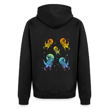 Space Dinosaur Astronauts Dino Space Travel Dino A - Unisex Premium Bio Zip Hoodie - Schwarz - Hinten - Nico (187cm)