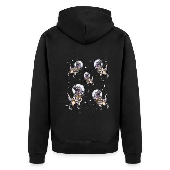 Dino Astronaut - Astronomy Dinosaur Aerospace Spac - Unisex Premium Bio Zip Hoodie - Schwarz - Hinten - Nico (187cm)