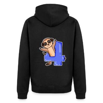 4 Jahre alt - 4. Geburtstag mit Tier Motiv - Unisex Premium Bio Zip Hoodie - Schwarz - Hinten - Nico (187cm)