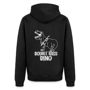 Double Bass Dino - Contrabass Dinosaur Double Bass - Unisex Premium Bio Zip Hoodie - Schwarz - Hinten - Nico (187cm)