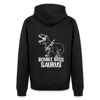 Double Bass Saurus - Contrabass Double Bassist Din - Unisex Premium Bio Zip Hoodie - Schwarz - Hinten - Nico (187cm)