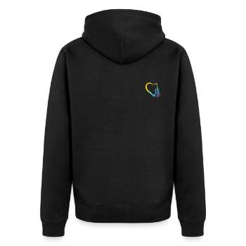 Double Bass Heart Contrabass Double Bassist Musici - Unisex Premium Bio Zip Hoodie - Schwarz - Hinten - Nico (187cm)