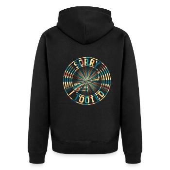 Sorry I Tooted - Saxophone Player Funny Saxophonis - Unisex Premium Bio Zip Hoodie - Schwarz - Hinten - Nico (187cm)