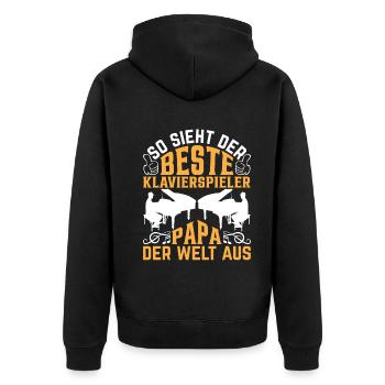 So sieht der beste Klavierspieler aus - Klavierspi - Unisex Premium Bio Zip Hoodie - Schwarz - Hinten - Nico (187cm)