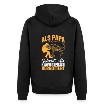 Als Papa geliebt als Klavierspieler vergöttert - - Unisex Premium Bio Zip Hoodie - Schwarz - Hinten - Nico (187cm)