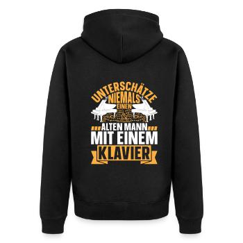 Opa Klavierspieler Opa Pianist Klavierspieler - Unisex Premium Bio Zip Hoodie - Schwarz - Hinten - Nico (187cm)