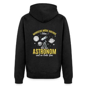 Weltraum Astronomie - Ich bin Astronom und ne Geil - Unisex Premium Bio Zip Hoodie - Schwarz - Hinten - Nico (187cm)