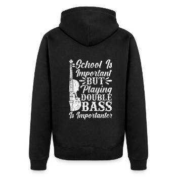 Playing Double Bass - Double Bass School Boys - Unisex Premium Bio Zip Hoodie - Schwarz - Hinten - Nico (187cm)