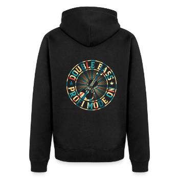 Contrabass Double Bassist - Double Bass Profi Mode - Unisex Premium Bio Zip Hoodie - Schwarz - Hinten - Nico (187cm)