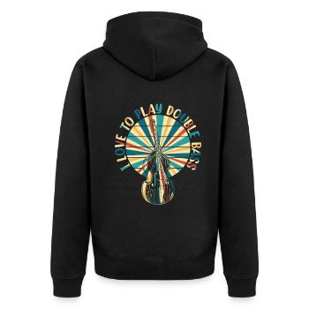 Contrabass Double Bass Player - I Love To Play Dou - Unisex Premium Bio Zip Hoodie - Schwarz - Hinten - Nico (187cm)