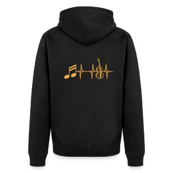 Double Bass Player Double Bassist - Music Note Hea - Unisex Premium Bio Zip Hoodie - Schwarz - Hinten - Nico (187cm)
