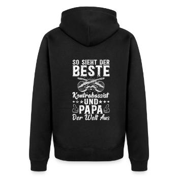 Double Bass Player Daddy Double Bassist Dad - Unisex Premium Bio Zip Hoodie - Schwarz - Hinten - Nico (187cm)