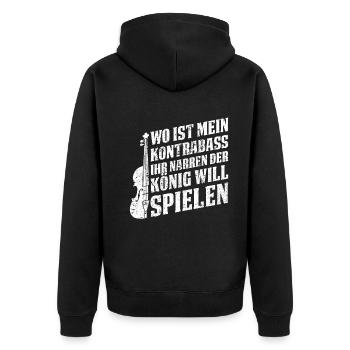 Funny Double Bassist - Where's My Double Bass - Unisex Premium Bio Zip Hoodie - Schwarz - Hinten - Nico (187cm)