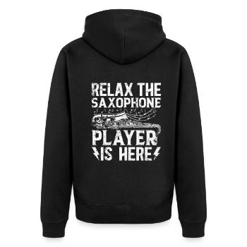 Relax Le joueur de saxophone est ici Saxophone Playe - Veste à capuche bio Premium Unisexe - noir - Dos - Nico (187cm)