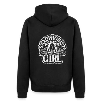 Saxophonist Girl Saxophonist Playing Saxophone Mus - Unisex Premium Organic Zip Hoodie - black - Back - Nico (187cm)