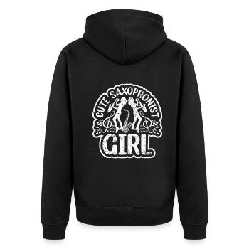 Cute Saxophonist Girl Saxophonist Playing Saxophon - Unisex Premium Bio Zip Hoodie - Schwarz - Hinten - Nico (187cm)