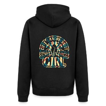 Cute Saxophonist Girl Saxophone Music Lover Saxoph - Unisex Premium Bio Zip Hoodie - Schwarz - Hinten - Nico (187cm)