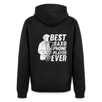 Best Saxo Phone Player Ever Sax Player Sax Instrum - Unisex Premium Bio Zip Hoodie - Schwarz - Hinten - Nico (187cm)