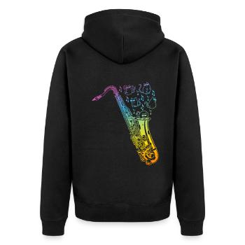 Saxophone avec chat Saxophone instrument, musique non - Veste à capuche bio Premium Unisexe - noir - Dos - Nico (187cm)