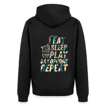 Eat Sleep Play Saxophone Repeat Saxophonist Instru - Veste à capuche bio Premium Unisexe - noir - Dos - Nico (187cm)