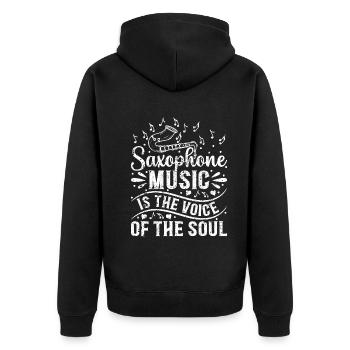 Saxophone Music Is The Voice Of The Soul Sax Instr - Unisex Premium Bio Zip Hoodie - Schwarz - Hinten - Nico (187cm)