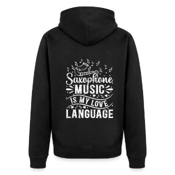 La musique de saxophone est mon amour Langage Instrument de saxophone - Veste à capuche bio Premium Unisexe - noir - Dos - Nico (187cm)