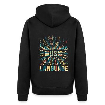 Saxophone Music Is My Love Language Saxophone Musi - Unisex Premium Bio Zip Hoodie - Schwarz - Hinten - Nico (187cm)