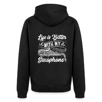 La vie est meilleure avec mon saxophone - Sax Music Lover - Veste à capuche bio Premium Unisexe - noir - Dos - Nico (187cm)