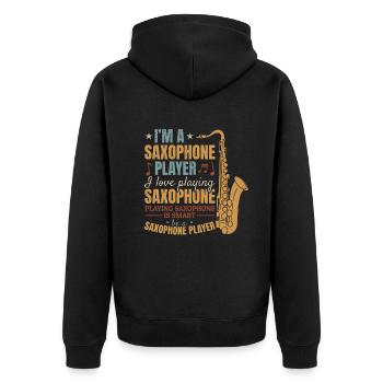 Je suis un joueur de saxophone J’adore jouer du saxophone mu - Veste à capuche bio Premium Unisexe - noir - Dos - Nico (187cm)