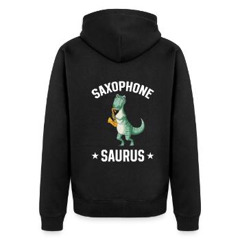 Saxophone Saurus Dino Sax Player Saxophone Player - Veste à capuche bio Premium Unisexe - noir - Dos - Nico (187cm)