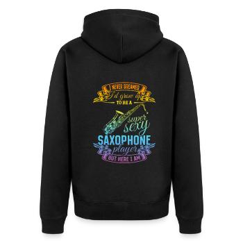 Je grandirais pour devenir une joueuse de saxophone super sexy - - Veste à capuche bio Premium Unisexe - noir - Dos - Nico (187cm)