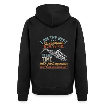 I Am The Best Saxophone Player - Sax Player Saxoph - Unisex Premium Bio Zip Hoodie - Schwarz - Hinten - Nico (187cm)