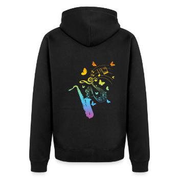 Saxophonist Saxophone Player Saxophone Butterflies - Unisex Premium Bio Zip Hoodie - Schwarz - Hinten - Nico (187cm)