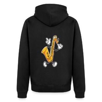 Funny Saxophonist Sax Player - Funny Saxophone Pla - Unisex Premium Bio Zip Hoodie - Schwarz - Hinten - Nico (187cm)
