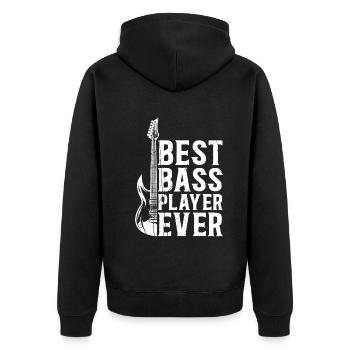 Best Bass Player Ever I Bass Guitar Player Bass Gu - Unisex Premium Bio Zip Hoodie - Schwarz - Hinten - Nico (187cm)
