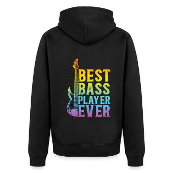 Bass Guitar Player Bass Guitarist - Best Bass Play - Unisex Premium Bio Zip Hoodie - Schwarz - Hinten - Nico (187cm)