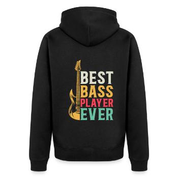 Bass Guitarist Bass Guitar Player - Best Bass Play - Unisex Premium Bio Zip Hoodie - Schwarz - Hinten - Nico (187cm)