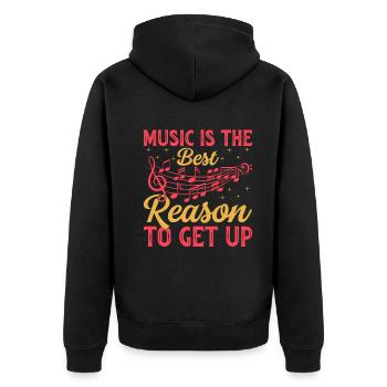 Music Is The Best Reason To Get Up - Music Lover - Unisex Premium Bio Zip Hoodie - Schwarz - Hinten - Nico (187cm)