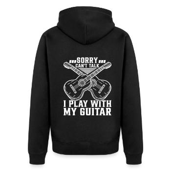 Guitariste guitare - Désolé je ne peux pas parler Je joue avec mon - Veste à capuche bio Premium Unisexe - noir - Dos - Nico (187cm)