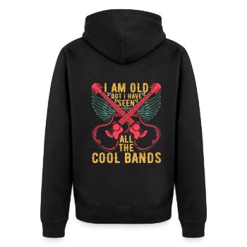 I Am Old But I Have Seen All The Cool Bands - Guit - Unisex Premium Organic Zip Hoodie - black - Back - Nico (187cm)