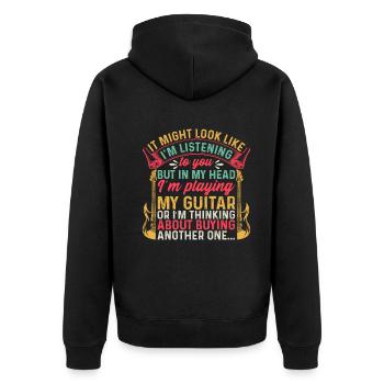 Bass Guitarist - But In My Head I'm Playing My Gui - Unisex Premium Bio Zip Hoodie - Schwarz - Hinten - Nico (187cm)